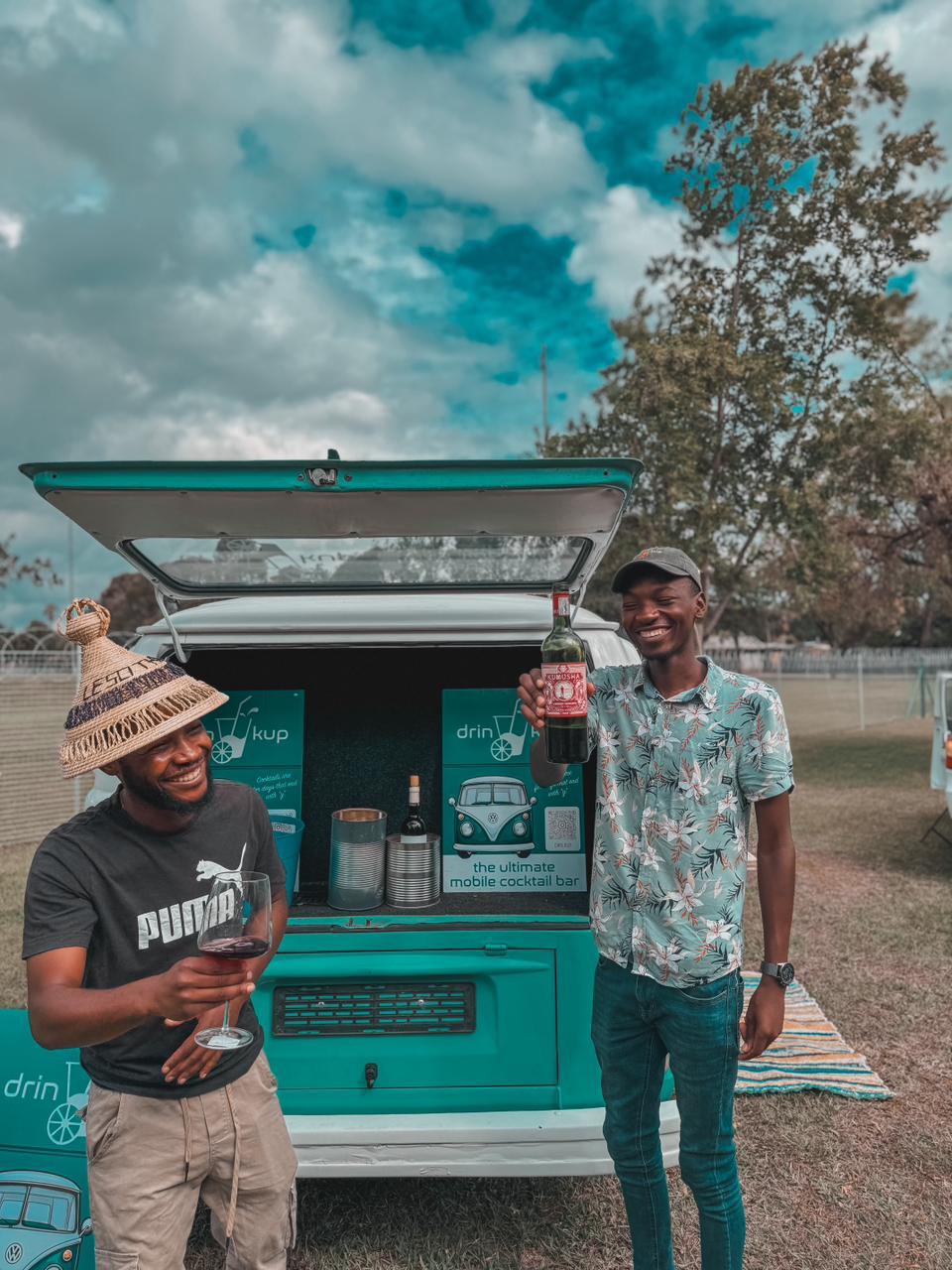 A close-up of a beer tap on the side of the Drink Up mobile bar.